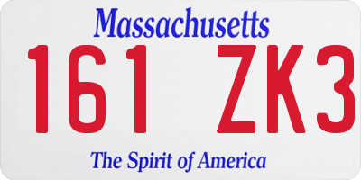 MA license plate 161ZK3