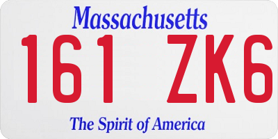 MA license plate 161ZK6