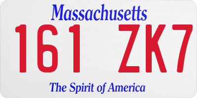 MA license plate 161ZK7
