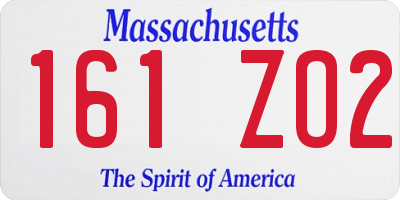 MA license plate 161ZO2