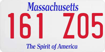 MA license plate 161ZO5