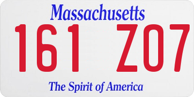 MA license plate 161ZO7