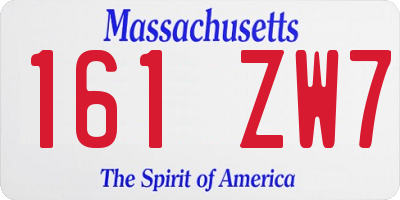 MA license plate 161ZW7