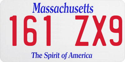 MA license plate 161ZX9