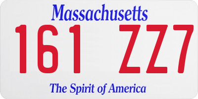 MA license plate 161ZZ7