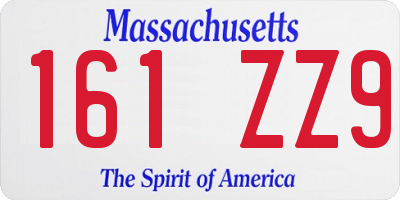 MA license plate 161ZZ9