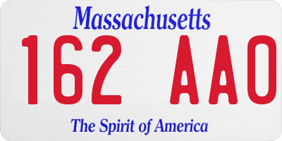 MA license plate 162AA0