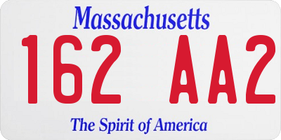 MA license plate 162AA2