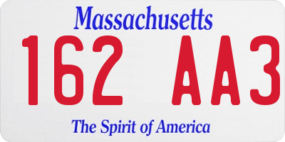MA license plate 162AA3