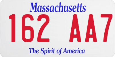 MA license plate 162AA7
