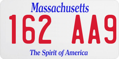 MA license plate 162AA9