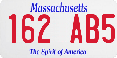 MA license plate 162AB5