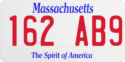 MA license plate 162AB9