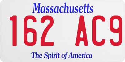 MA license plate 162AC9