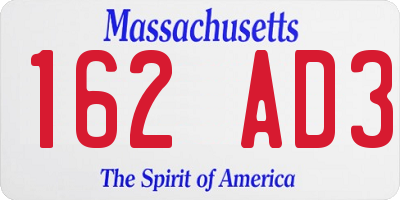 MA license plate 162AD3
