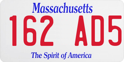 MA license plate 162AD5