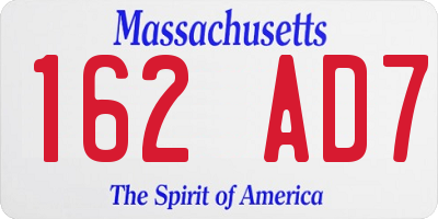 MA license plate 162AD7