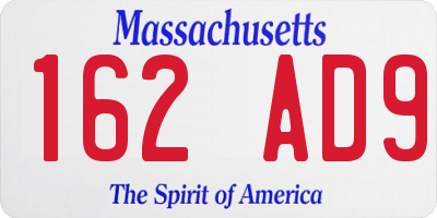MA license plate 162AD9
