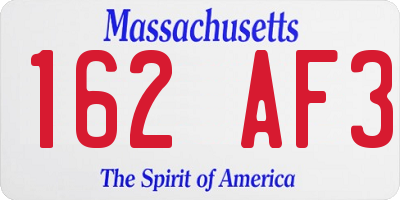 MA license plate 162AF3
