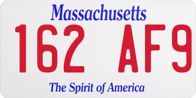 MA license plate 162AF9