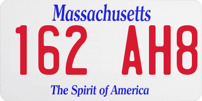 MA license plate 162AH8