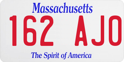 MA license plate 162AJ0