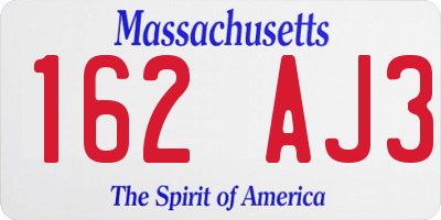 MA license plate 162AJ3