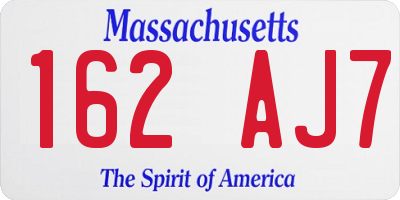 MA license plate 162AJ7