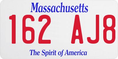 MA license plate 162AJ8