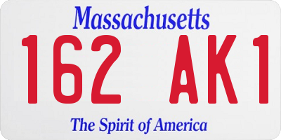 MA license plate 162AK1