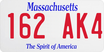 MA license plate 162AK4
