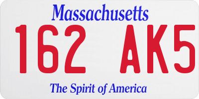 MA license plate 162AK5