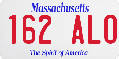 MA license plate 162AL0