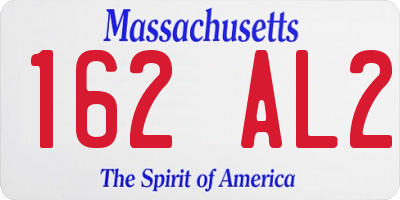MA license plate 162AL2