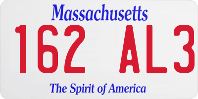 MA license plate 162AL3