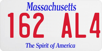 MA license plate 162AL4