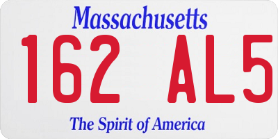 MA license plate 162AL5
