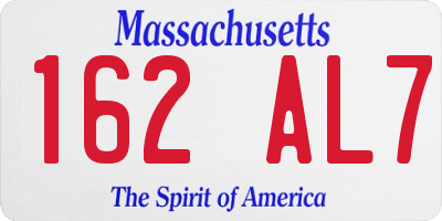 MA license plate 162AL7