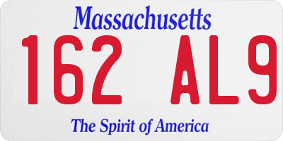 MA license plate 162AL9