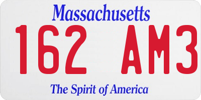 MA license plate 162AM3