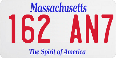 MA license plate 162AN7