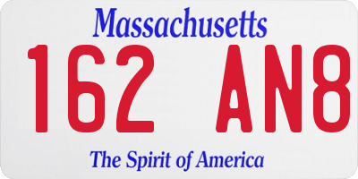 MA license plate 162AN8