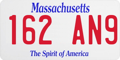 MA license plate 162AN9
