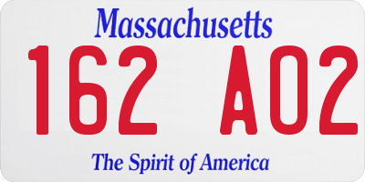 MA license plate 162AO2
