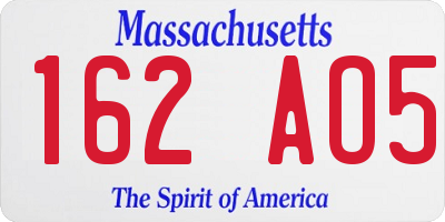 MA license plate 162AO5