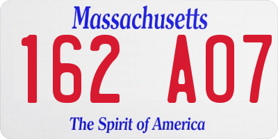 MA license plate 162AO7