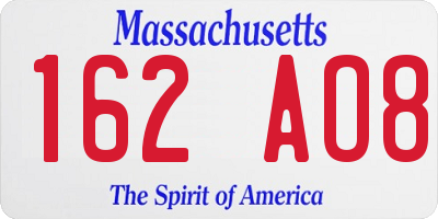 MA license plate 162AO8