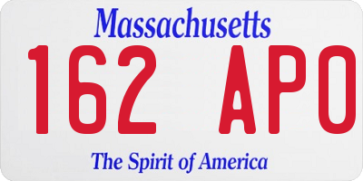MA license plate 162AP0
