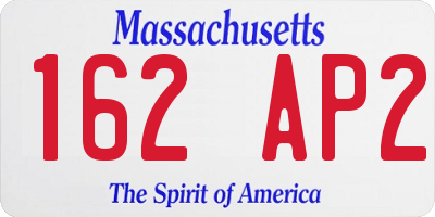 MA license plate 162AP2
