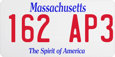 MA license plate 162AP3